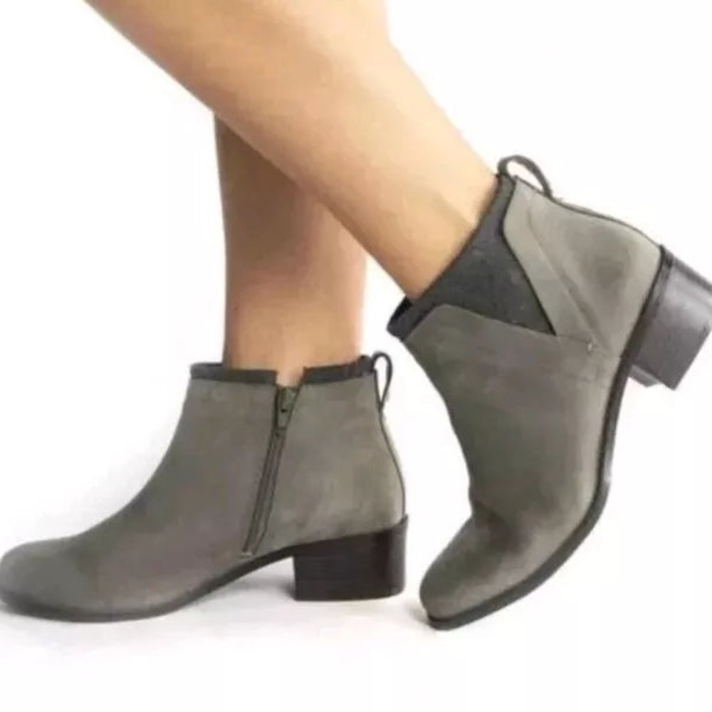 Vionic Hope Joslyn ankle boot weather-resistant leather and wool blend textile